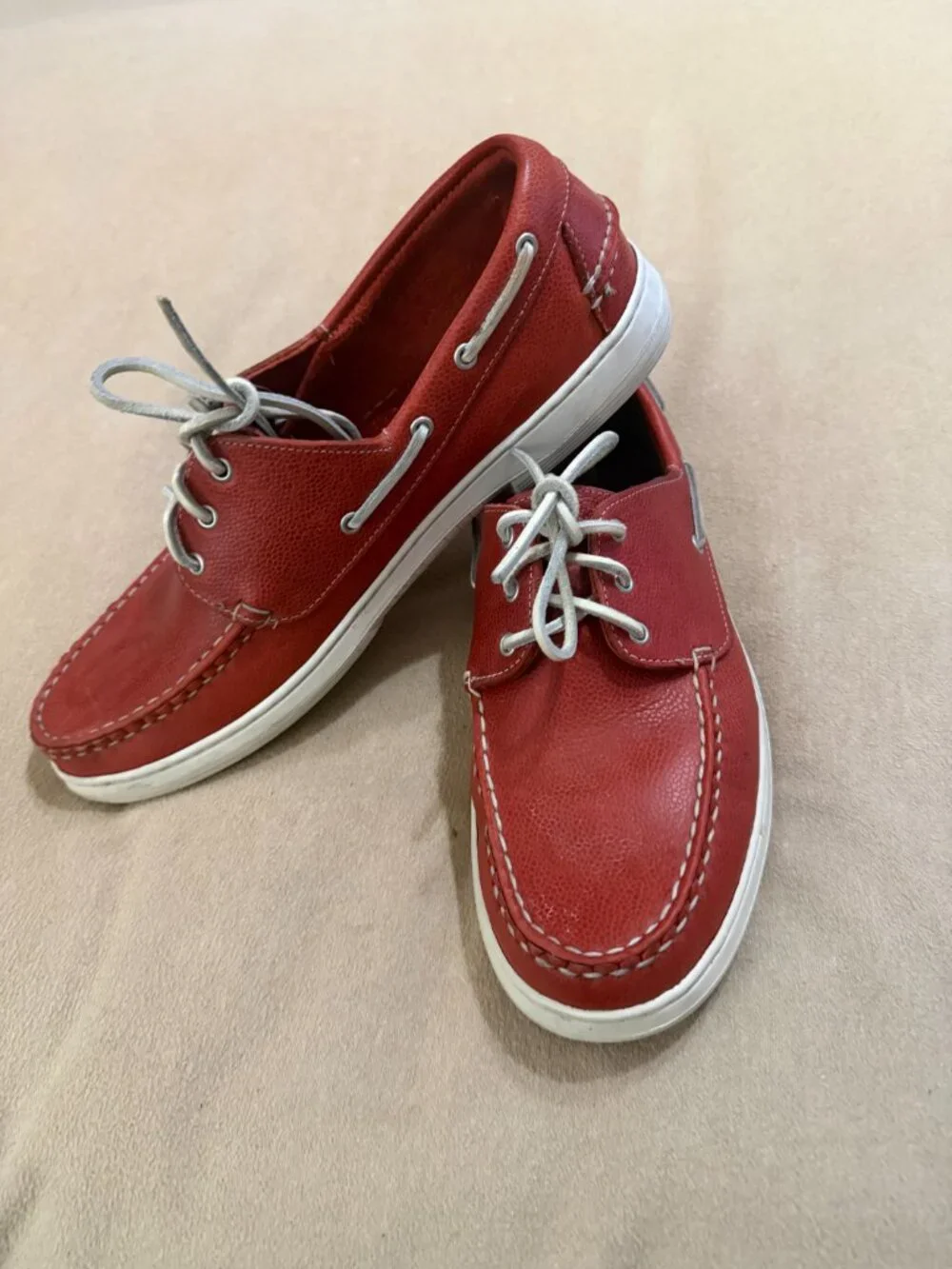 MENS RED ALLEN EDMONDS DECK SHOES SIZE 12 GREAT CONDITION